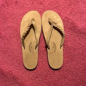 Rainbow braided flip flops!